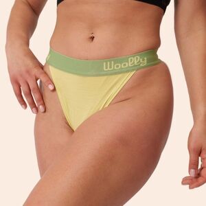 WOOLY FRENCH THONG Everyday Weight | 95% Merino, Yellow/green, size Small, NWT